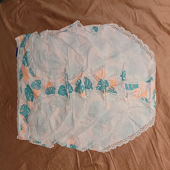 5 Pairs of Jenni Lace Trim Leaf Print Cotton Hipster Panties - Picture 1 of 4